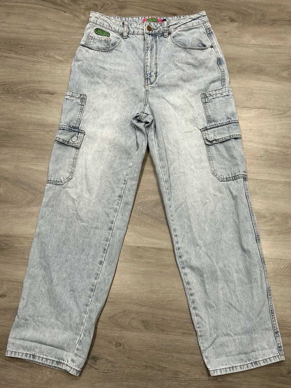 Empyre Tori Cargo Jeans Womens 4 Light Wash Baggy Skate Y2K Denim 31 Waist
